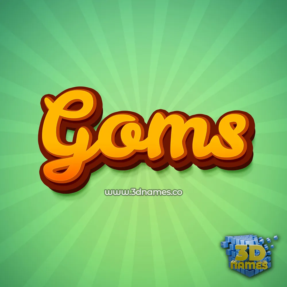 goms in Green Rays style - 3D name wallpaper