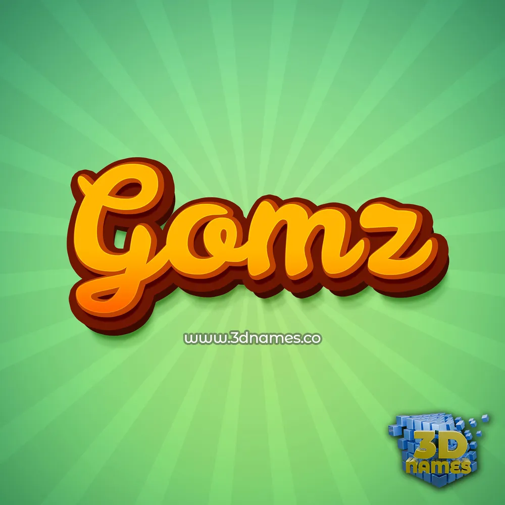 gomz in Green Rays style - 3D name wallpaper