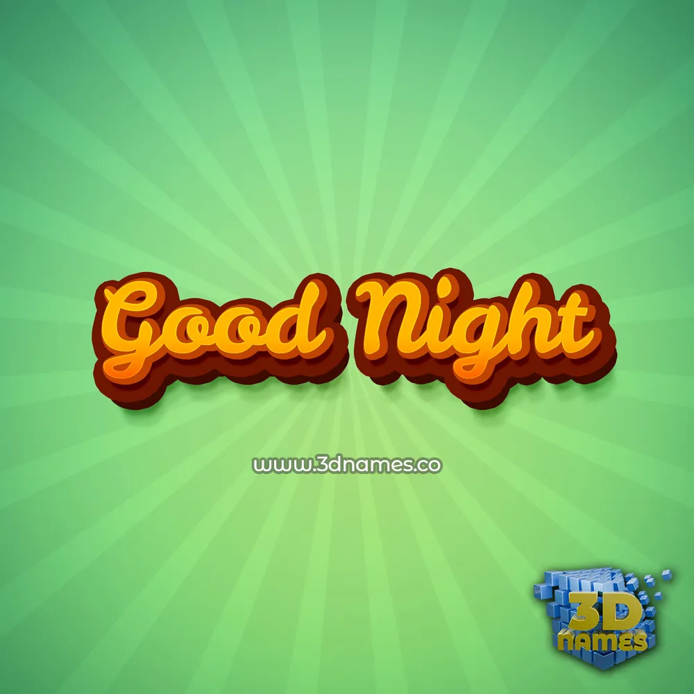 good night in Green Rays style - 3D name wallpaper