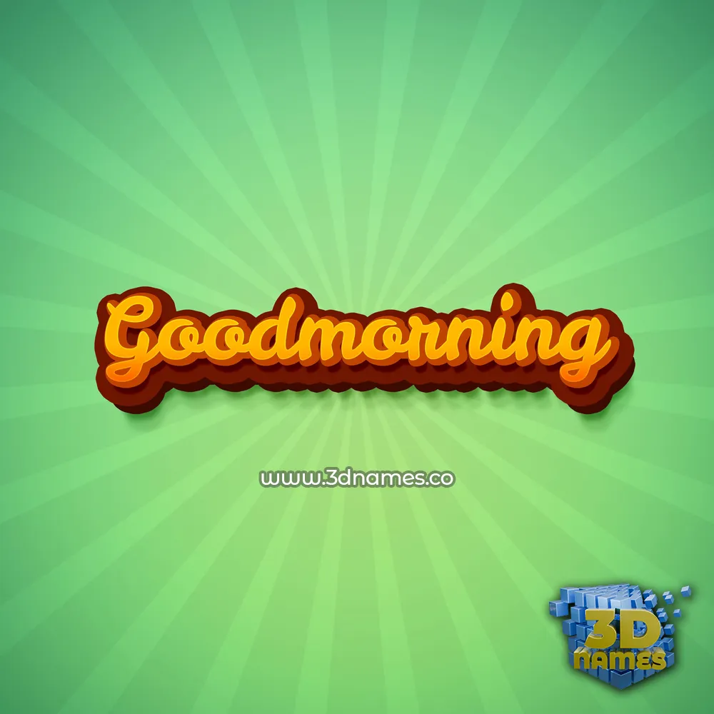 goodmorning in Green Rays style - 3D name wallpaper