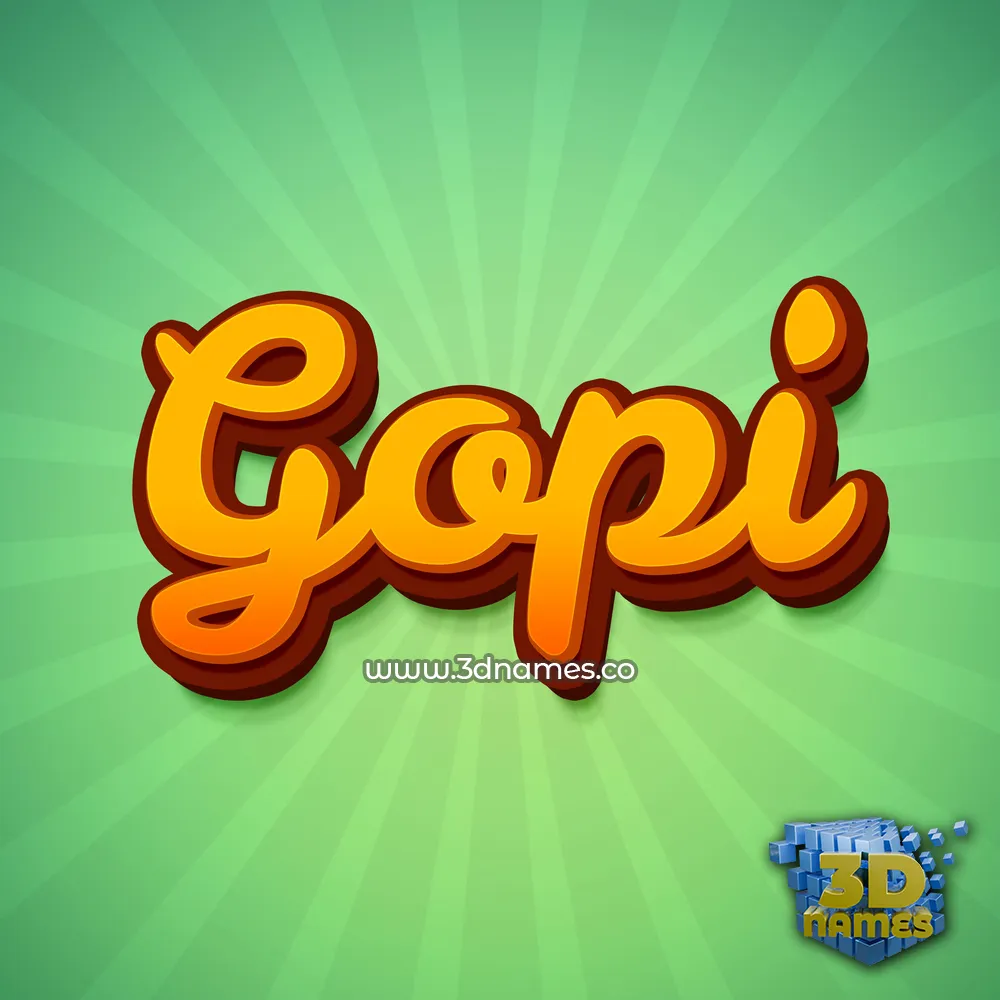 gopi in Green Rays style - 3D name wallpaper