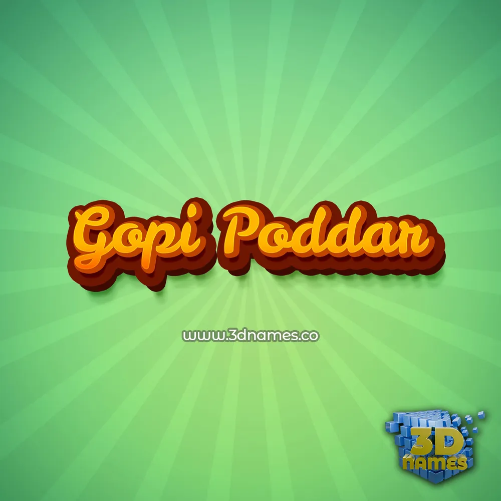 gopi poddar in Green Rays style - 3D name wallpaper