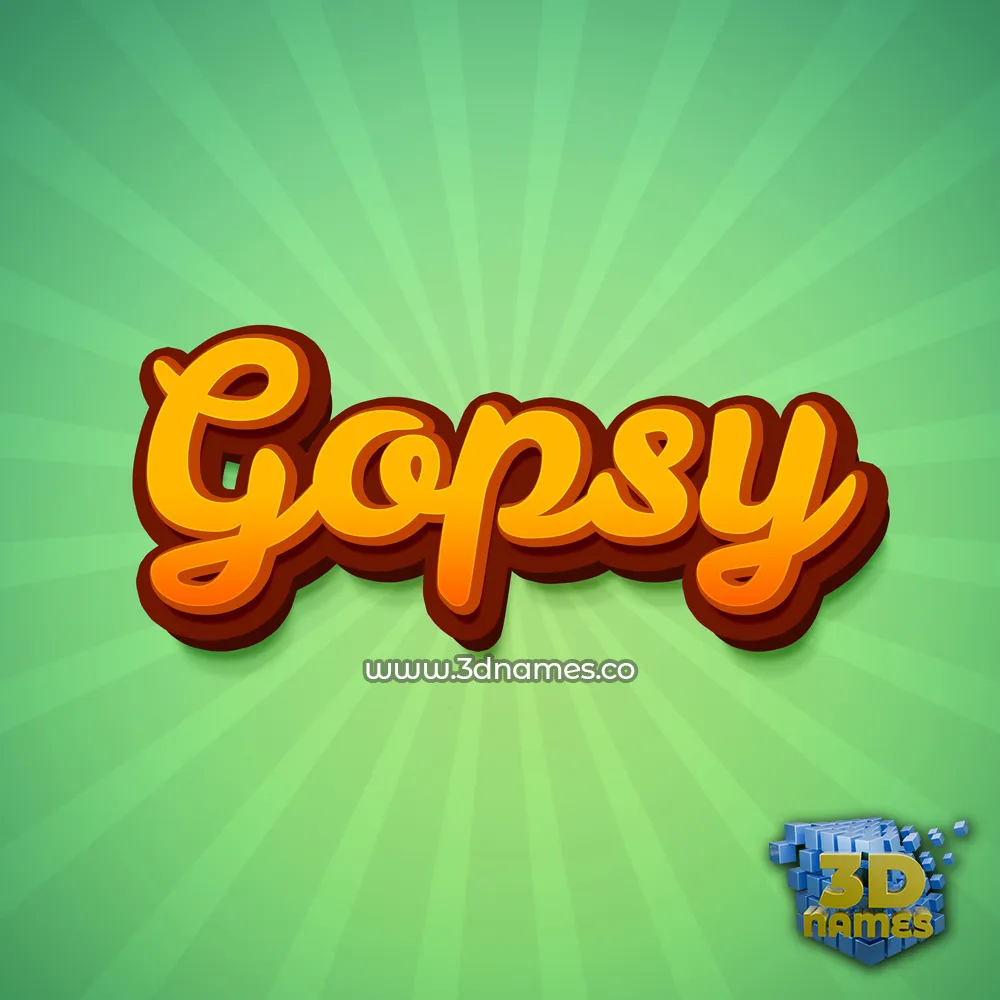 gopsy in Green Rays style - 3D name wallpaper