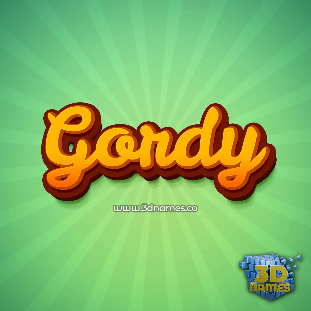 gordy in Green Rays style - 3D name wallpaper