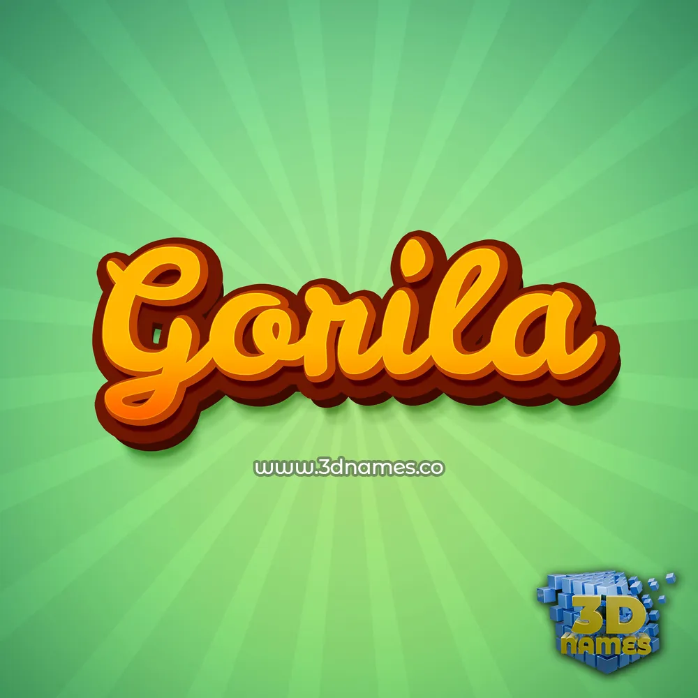 gorila in Green Rays style - 3D name wallpaper
