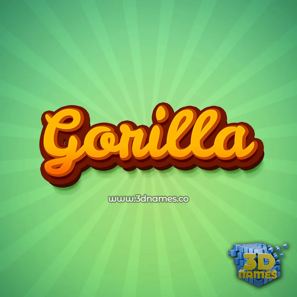 gorilla in Green Rays style - 3D name wallpaper