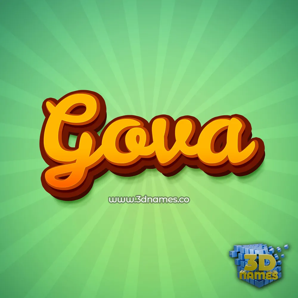 gova in Green Rays style - 3D name wallpaper