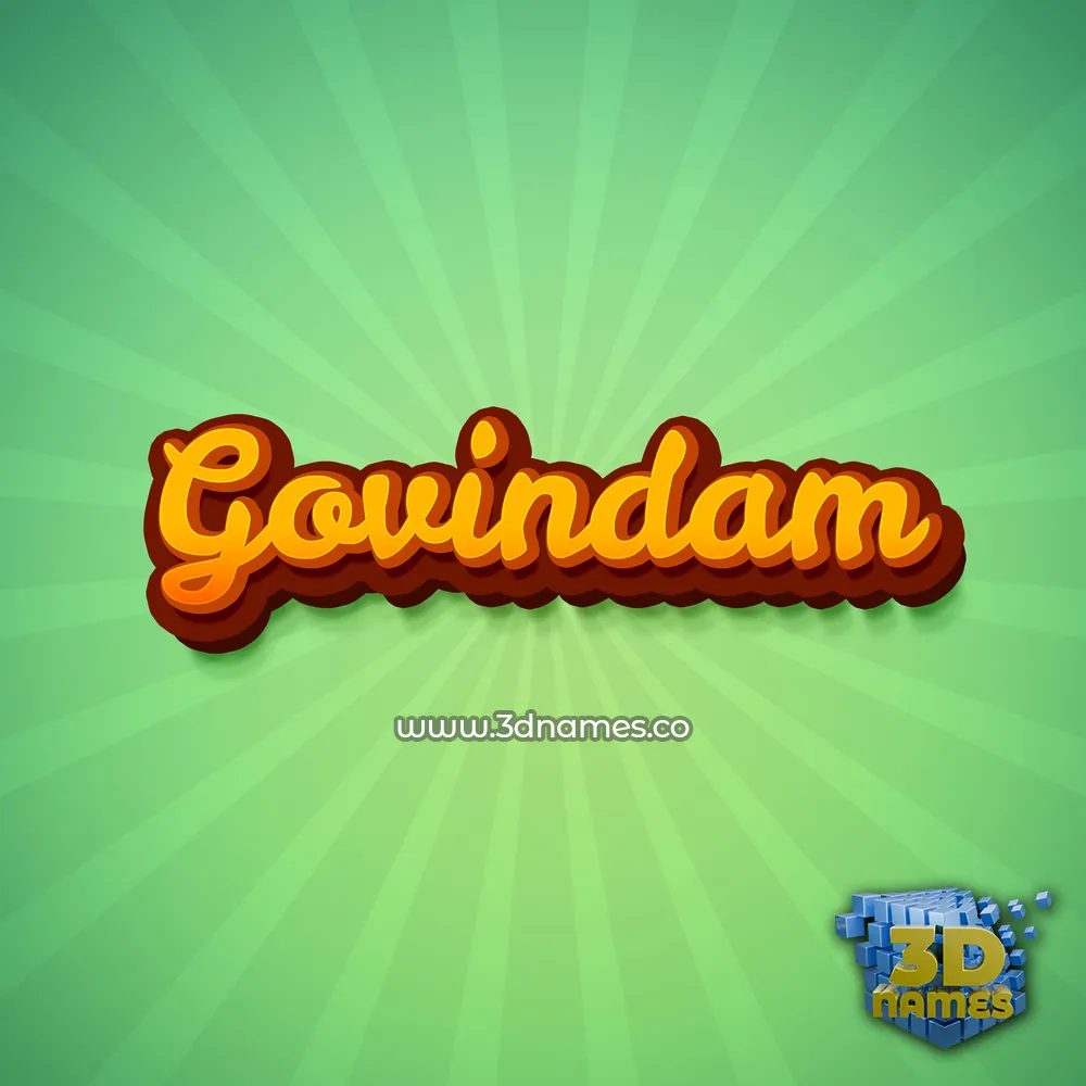 govindam in Green Rays style - 3D name wallpaper