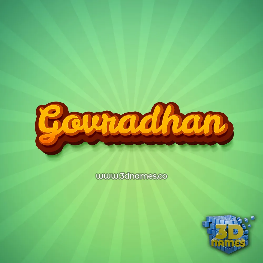 govradhan in Green Rays style - 3D name wallpaper
