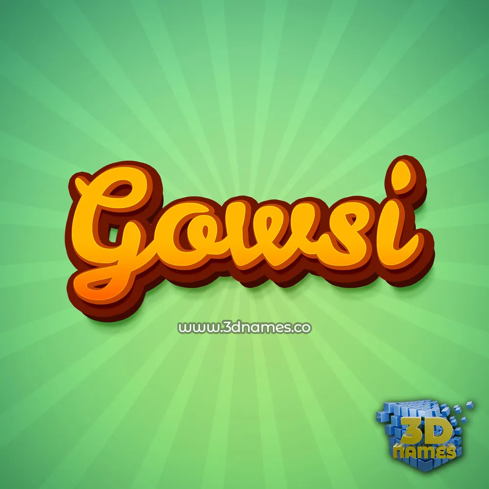 gowsi in Green Rays style - 3D name wallpaper