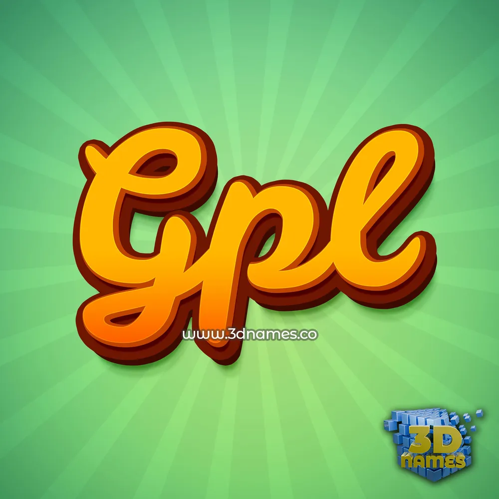 gpl in Green Rays style - 3D name wallpaper