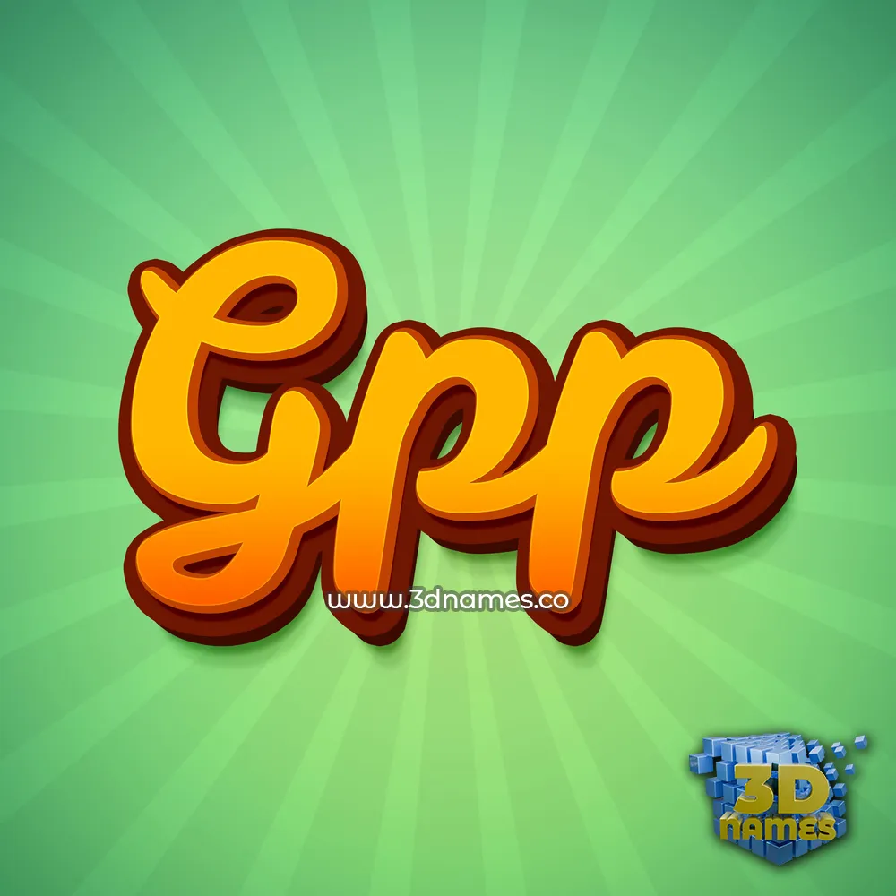 gpp in Green Rays style - 3D name wallpaper