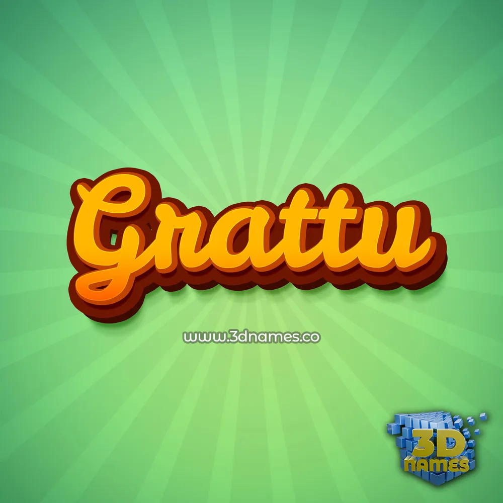 grattu in Green Rays style - 3D name wallpaper