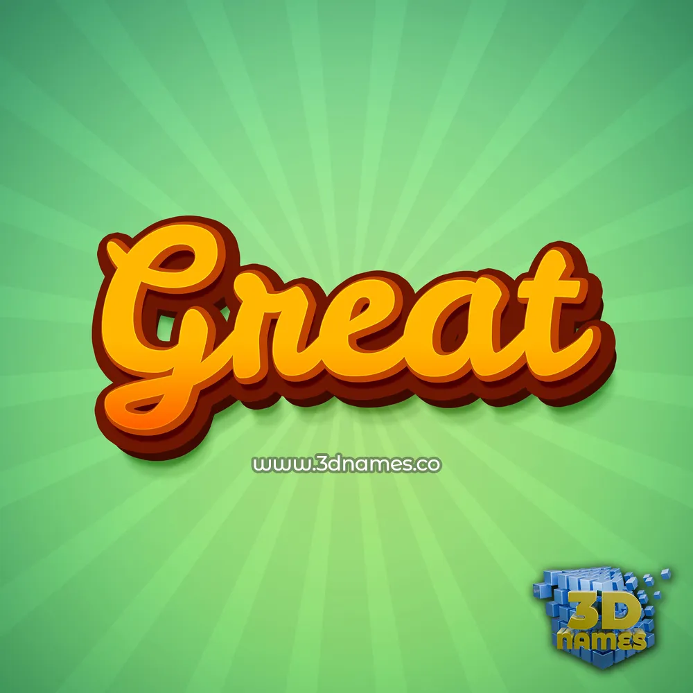 great in Green Rays style - 3D name wallpaper