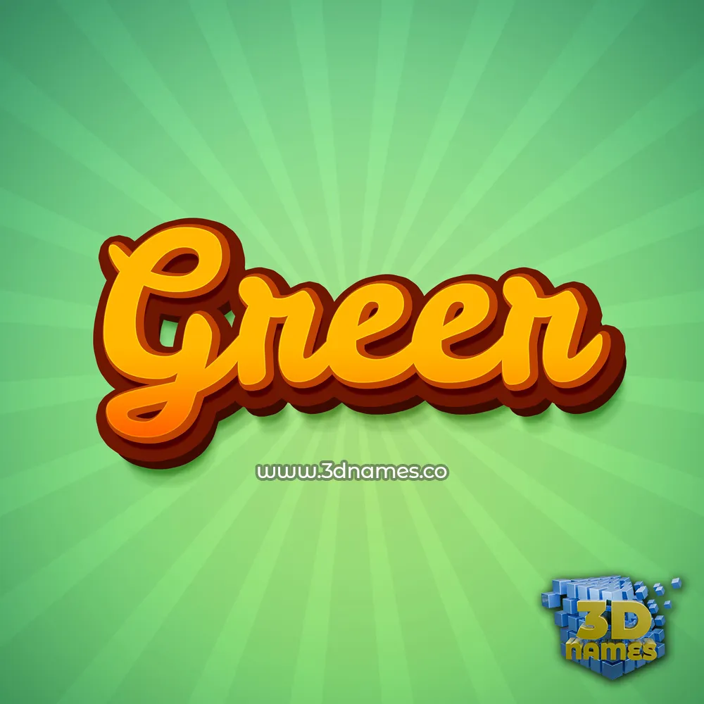 greer in Green Rays style - 3D name wallpaper