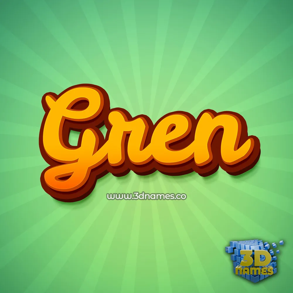 gren in Green Rays style - 3D name wallpaper