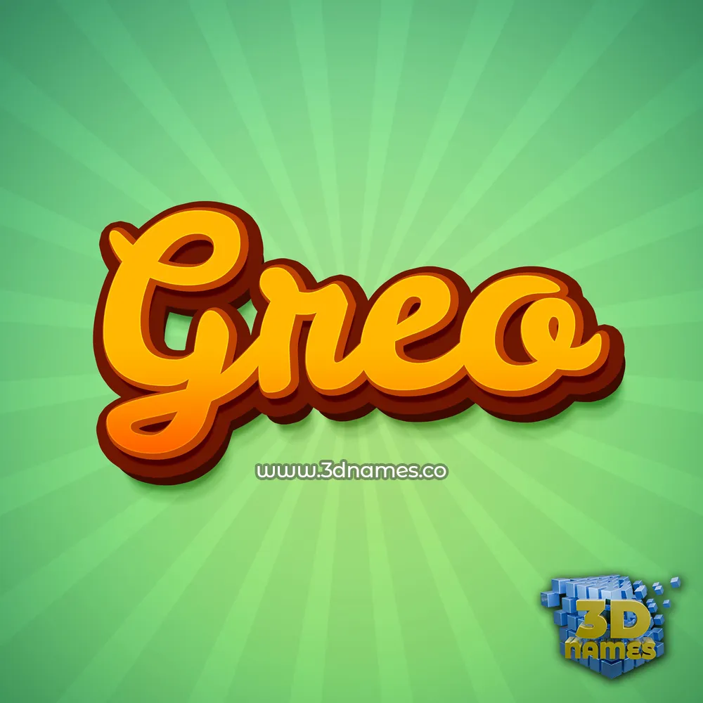 greo in Green Rays style - 3D name wallpaper