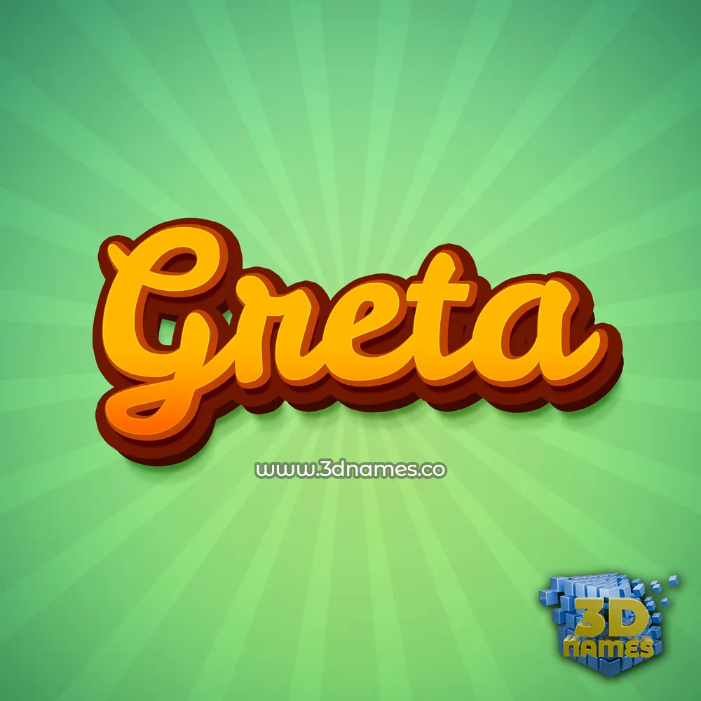 greta in Green Rays style - 3D name wallpaper