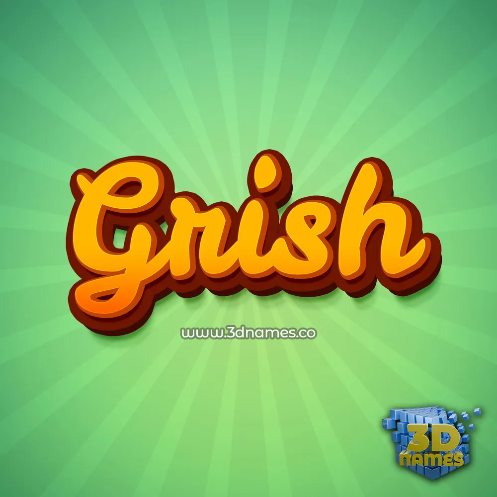 grish in Green Rays style - 3D name wallpaper