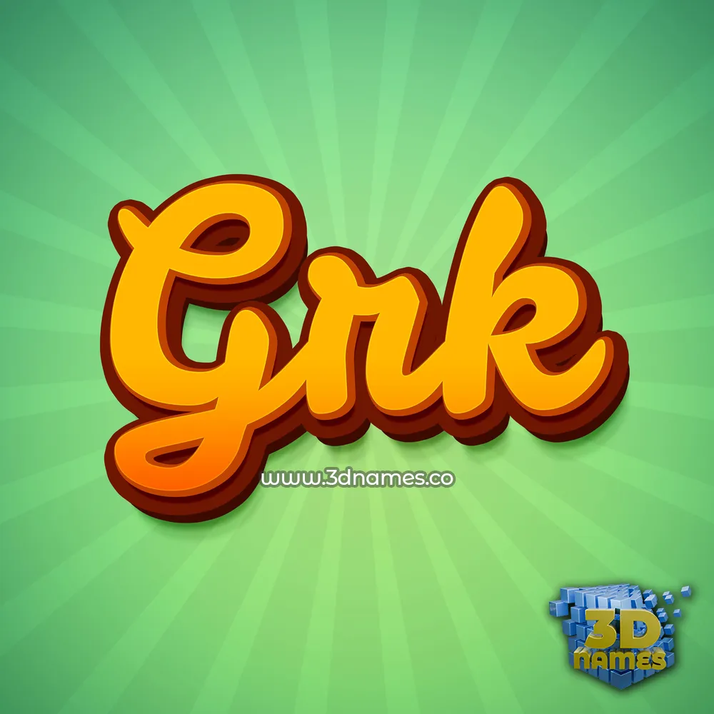 grk in Green Rays style - 3D name wallpaper
