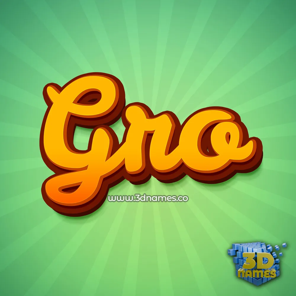 gro in Green Rays style - 3D name wallpaper