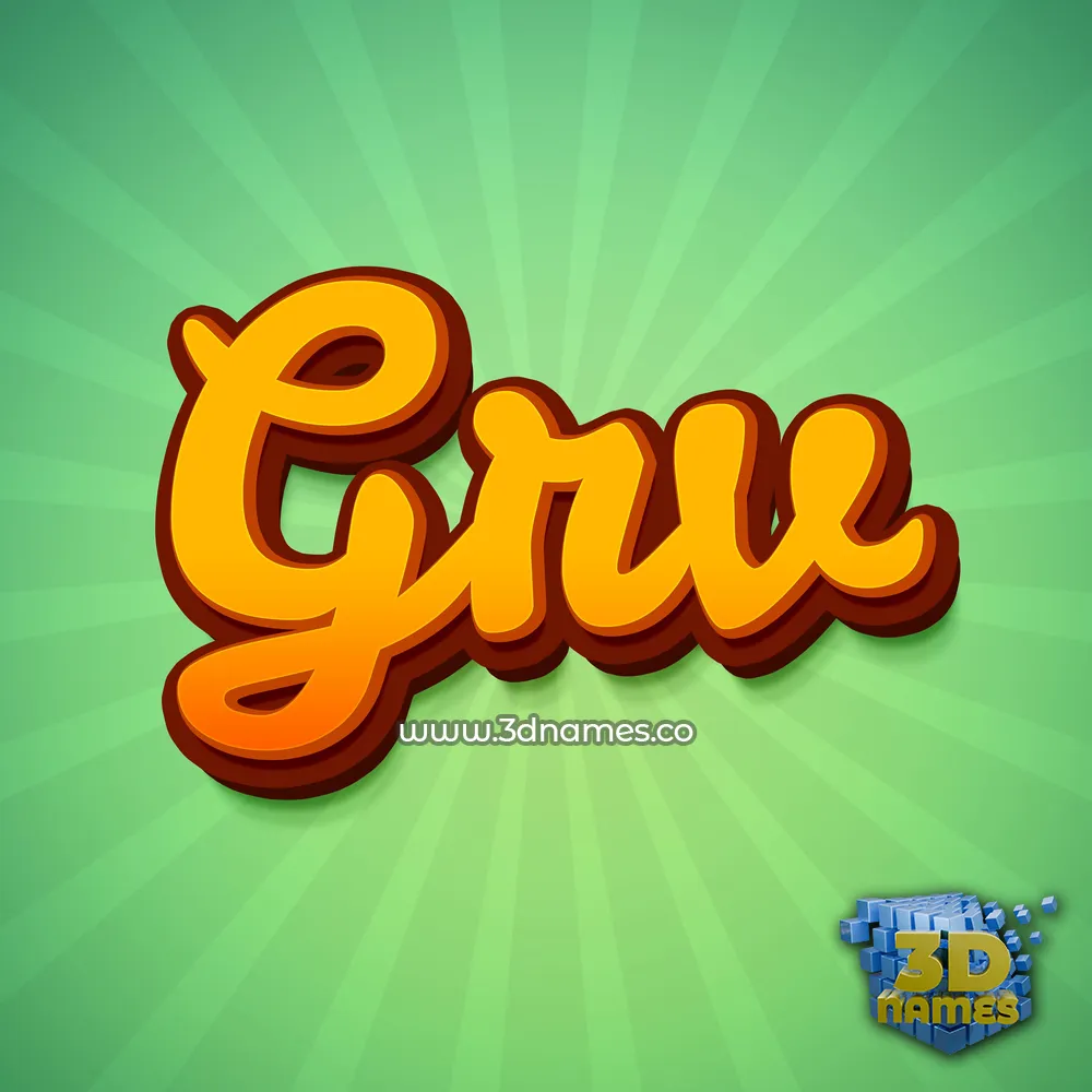 grv in Green Rays style - 3D name wallpaper