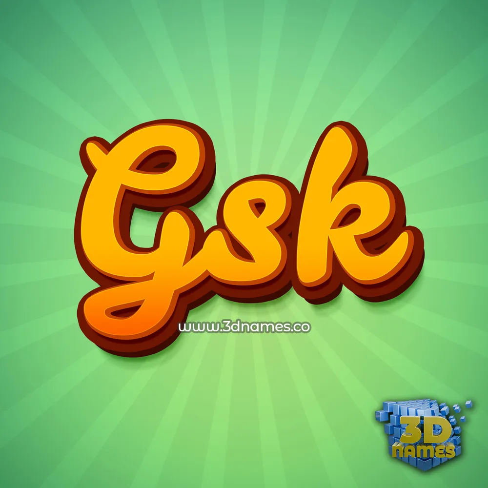gsk in Green Rays style - 3D name wallpaper