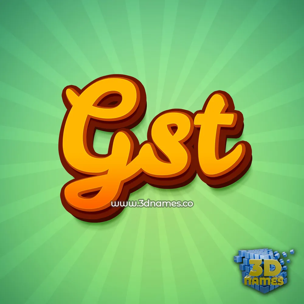 gst in Green Rays style - 3D name wallpaper
