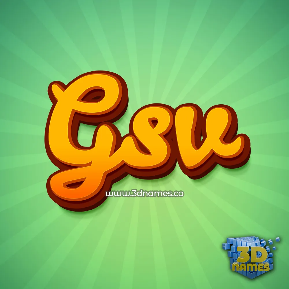 gsv in Green Rays style - 3D name wallpaper
