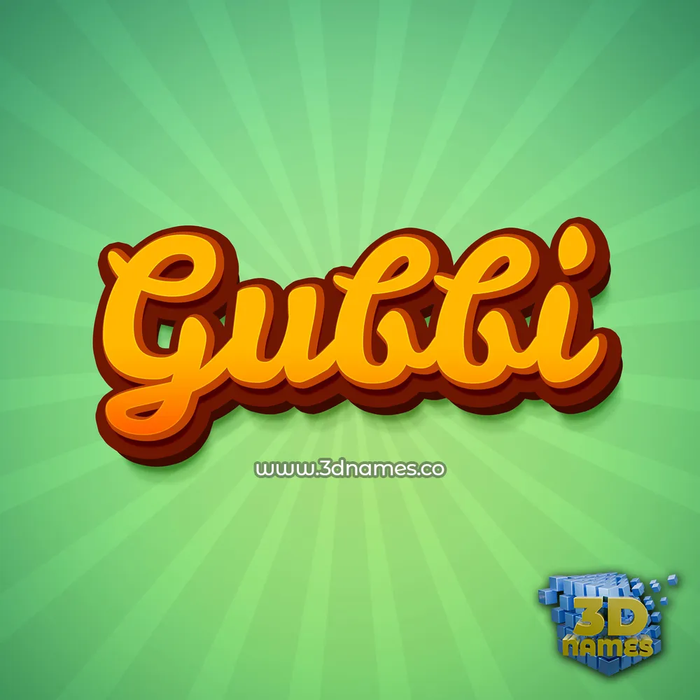gubbi in Green Rays style - 3D name wallpaper
