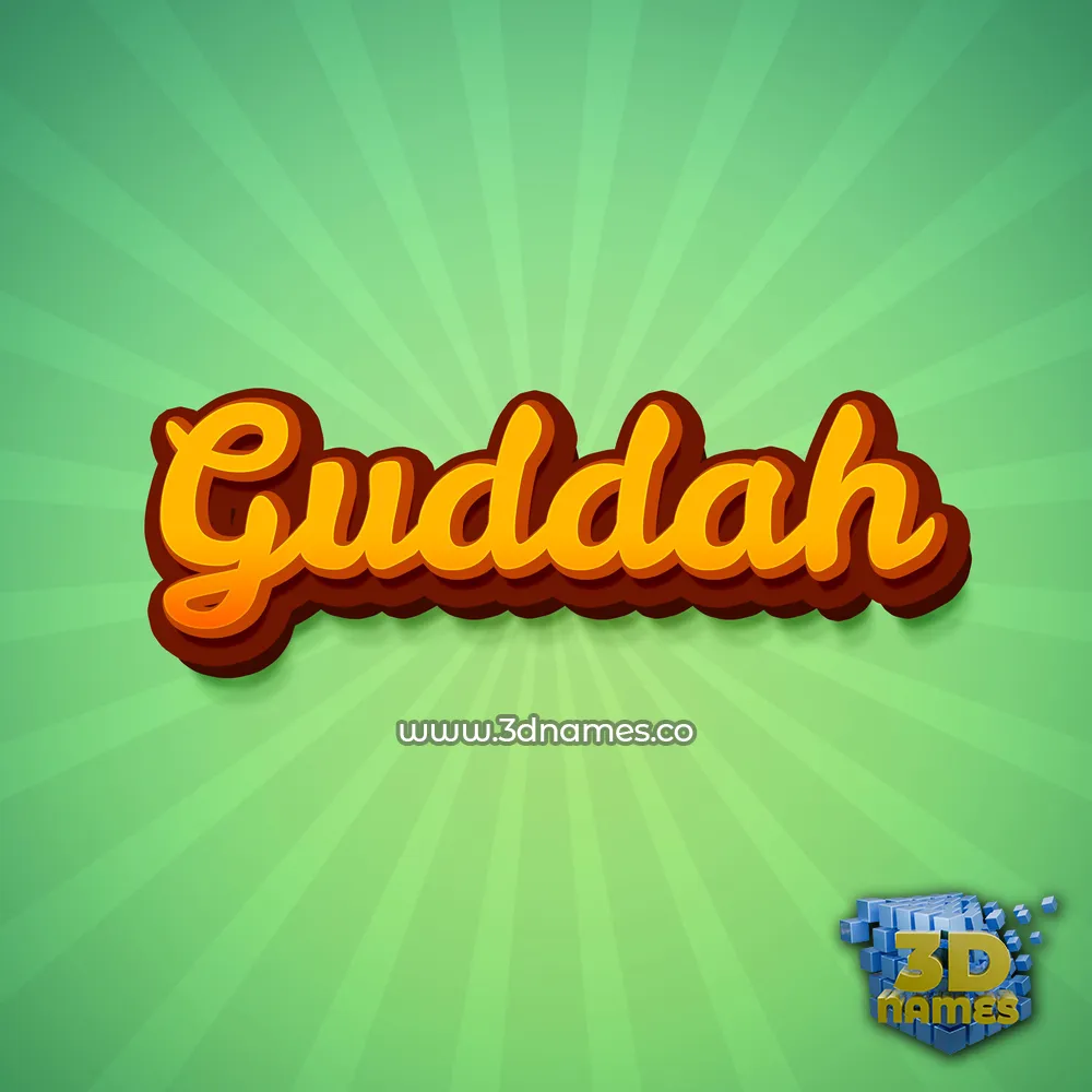 guddah in Green Rays style - 3D name wallpaper