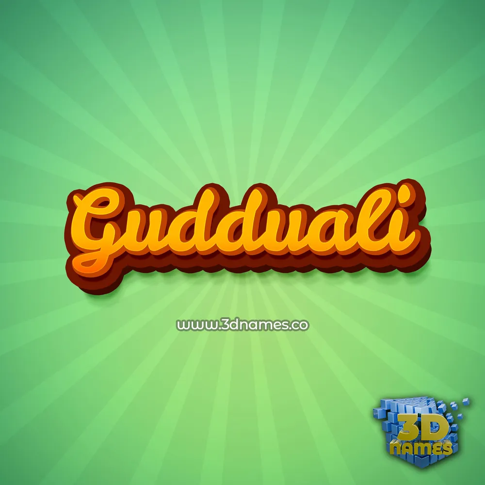 gudduali in Green Rays style - 3D name wallpaper