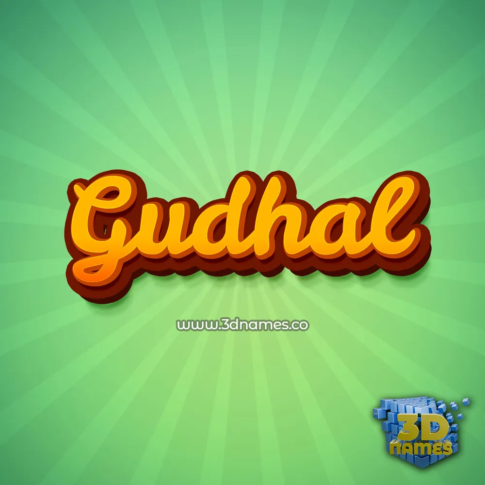 gudhal in Green Rays style - 3D name wallpaper