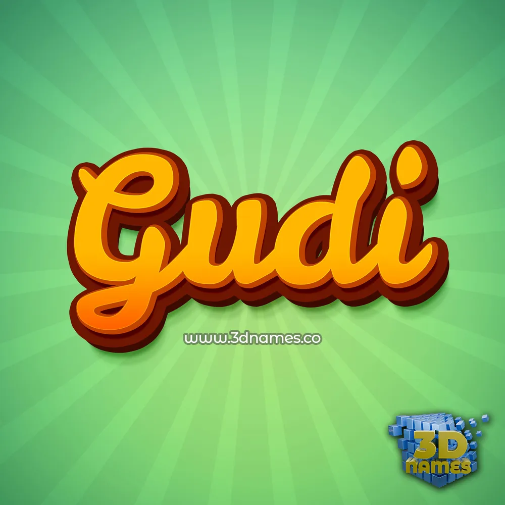 gudi in Green Rays style - 3D name wallpaper