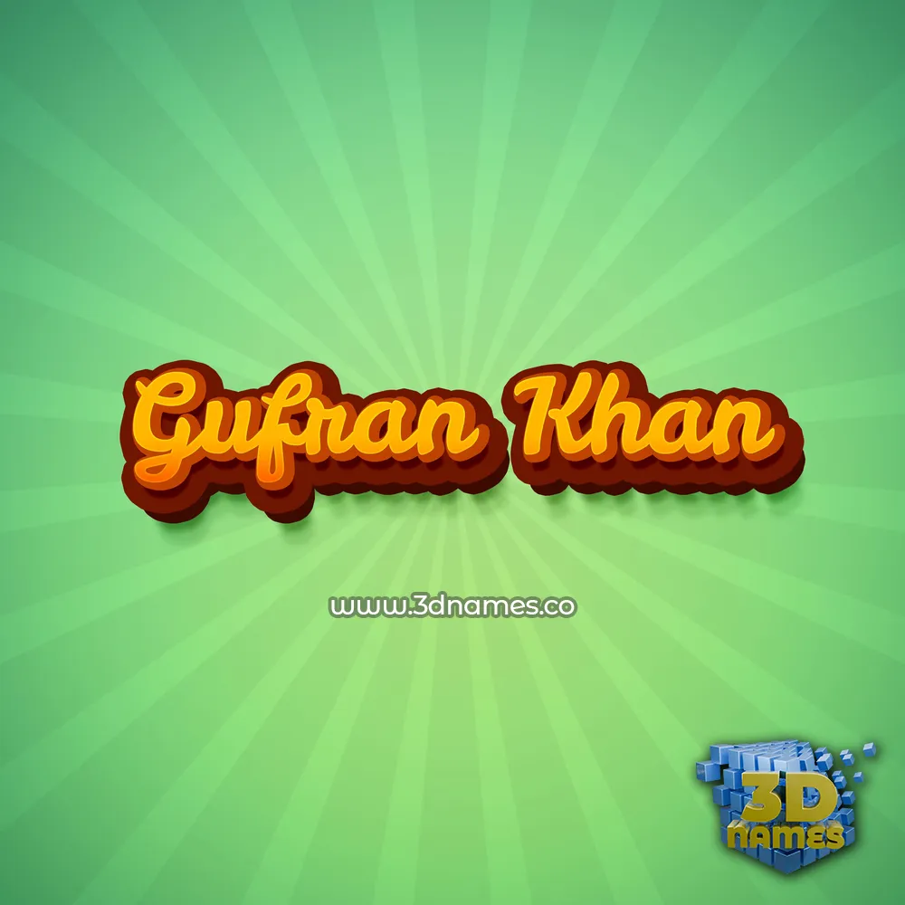 gufran khan in Green Rays style - 3D name wallpaper