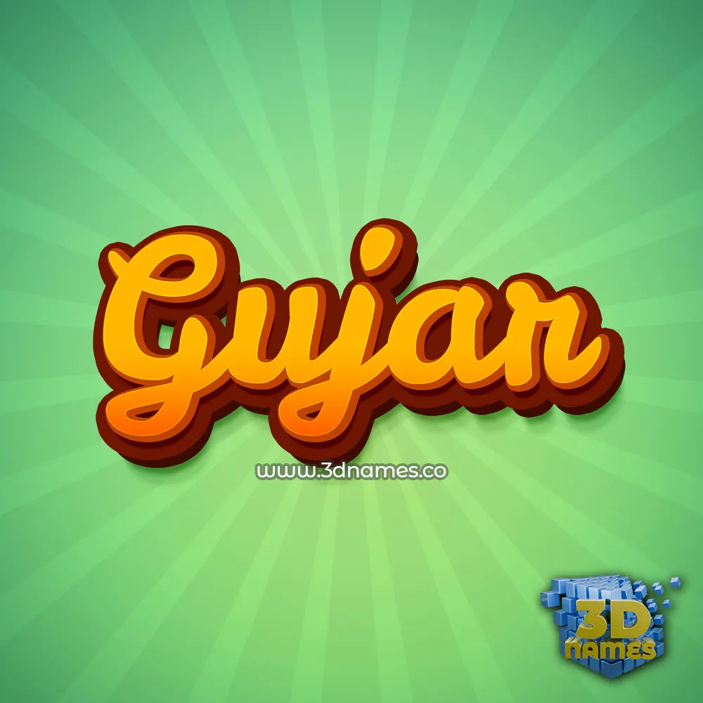 gujar in Green Rays style - 3D name wallpaper