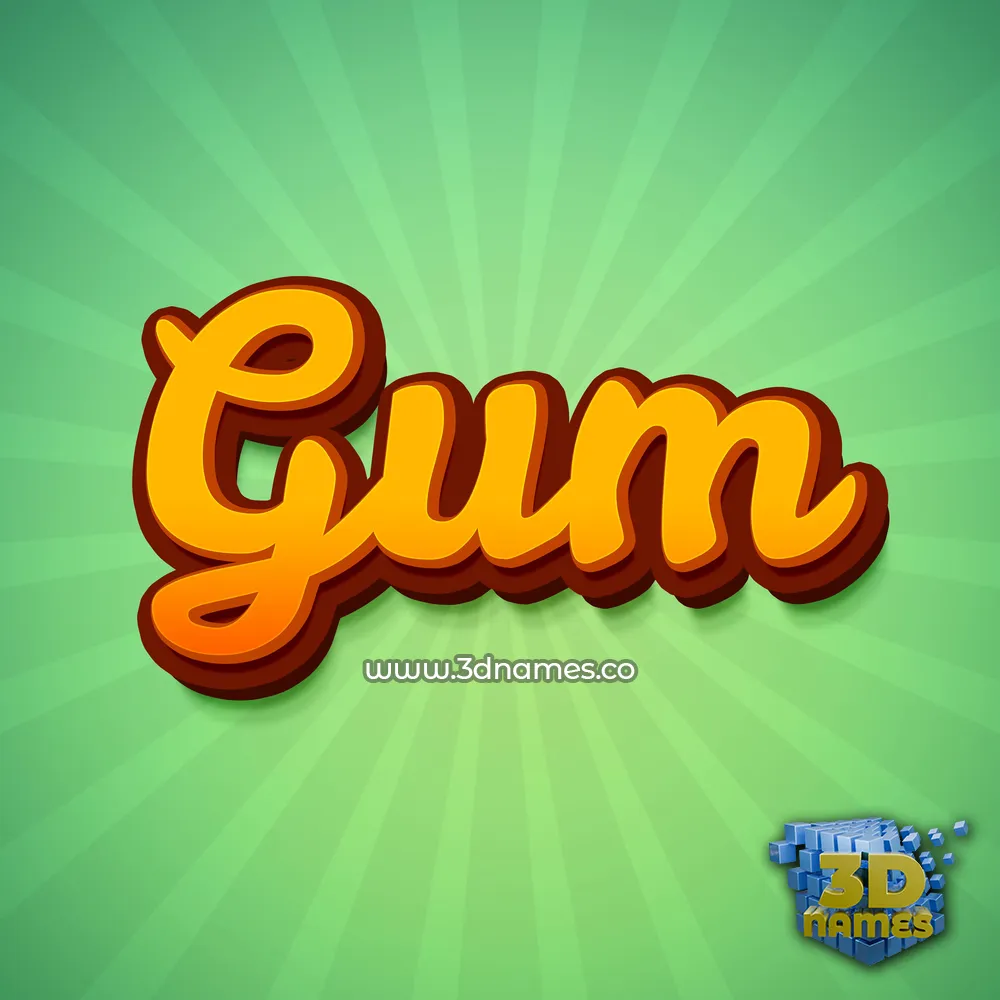 gum in Green Rays style - 3D name wallpaper