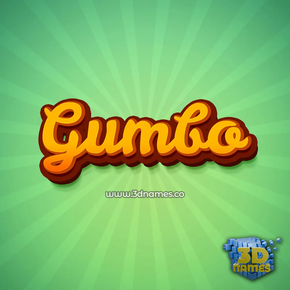 gumbo in Green Rays style - 3D name wallpaper