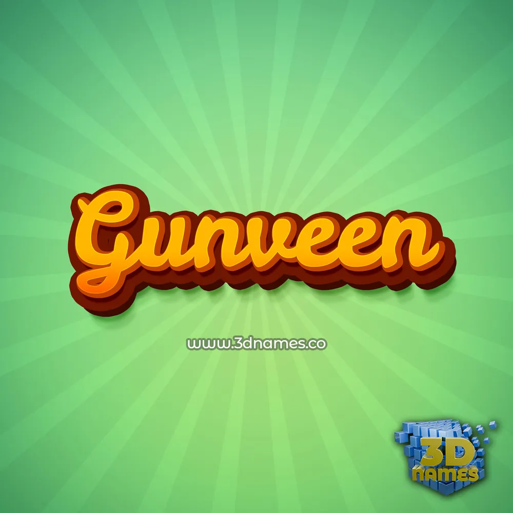 gunveen in Green Rays style - 3D name wallpaper