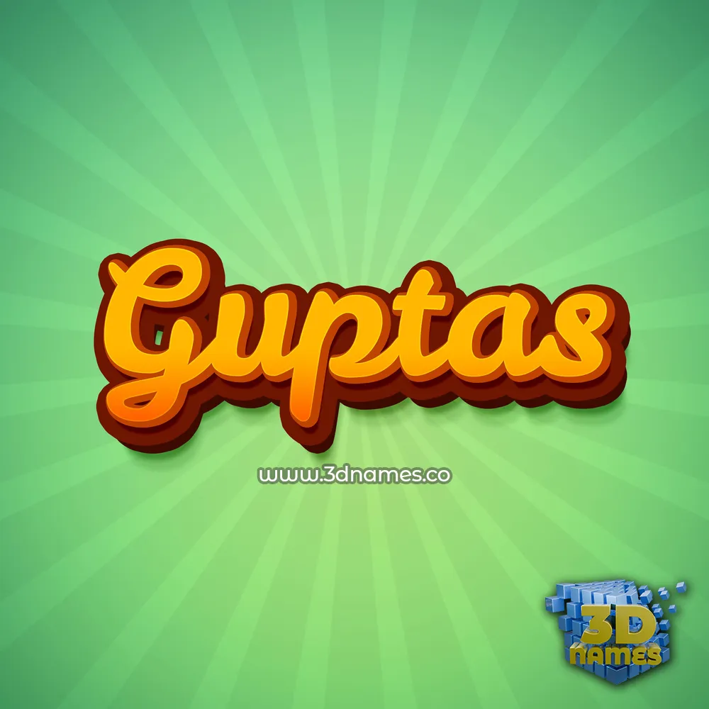 guptas in Green Rays style - 3D name wallpaper