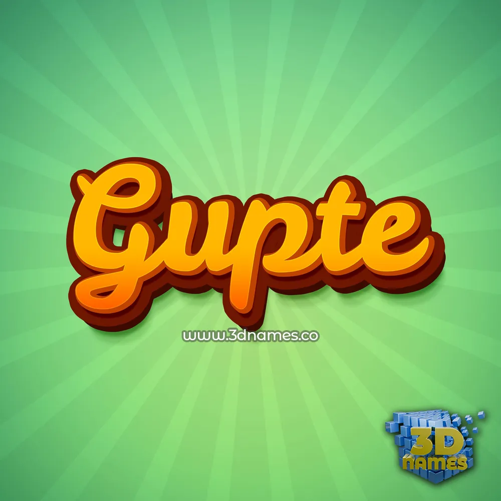 gupte in Green Rays style - 3D name wallpaper