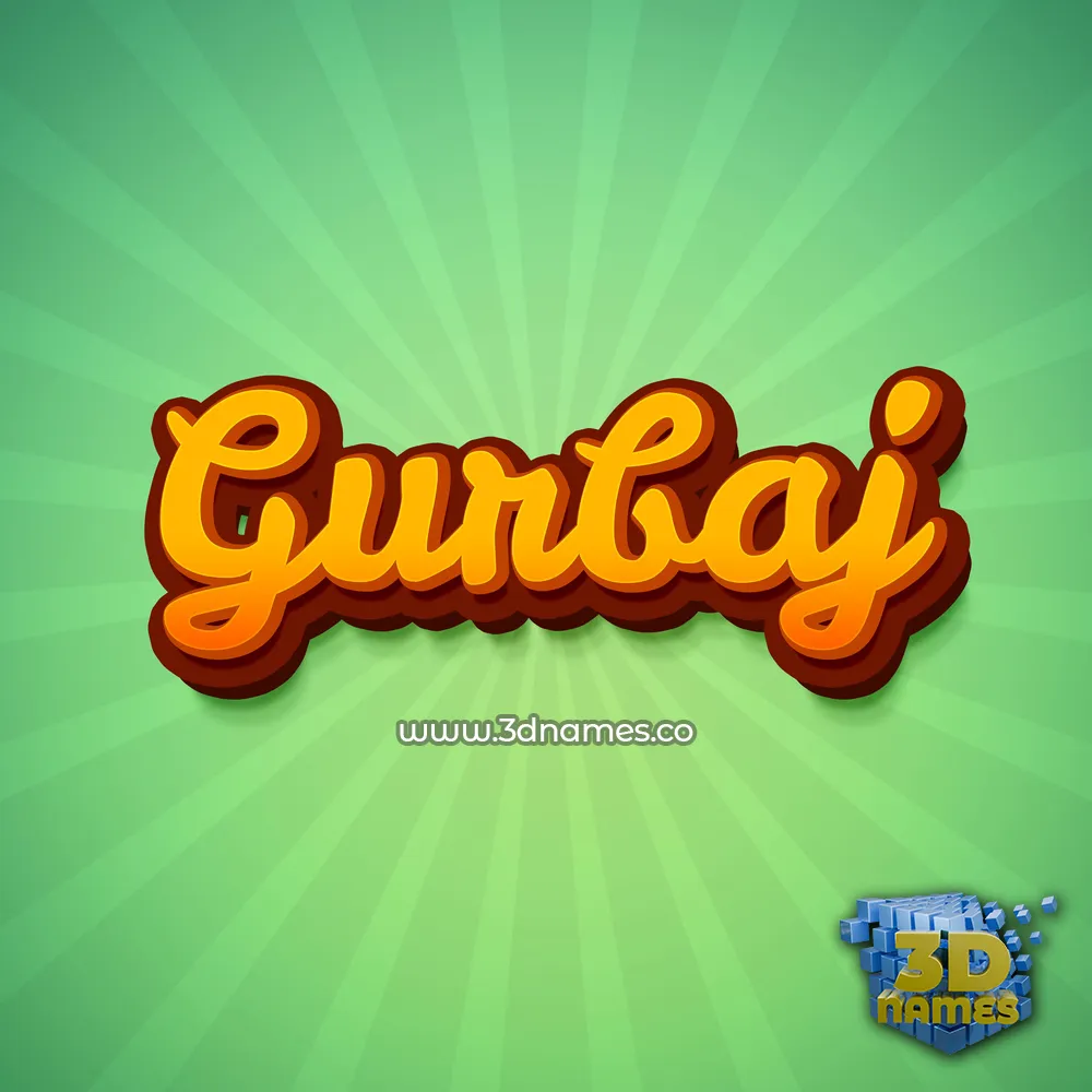 gurbaj in Green Rays style - 3D name wallpaper
