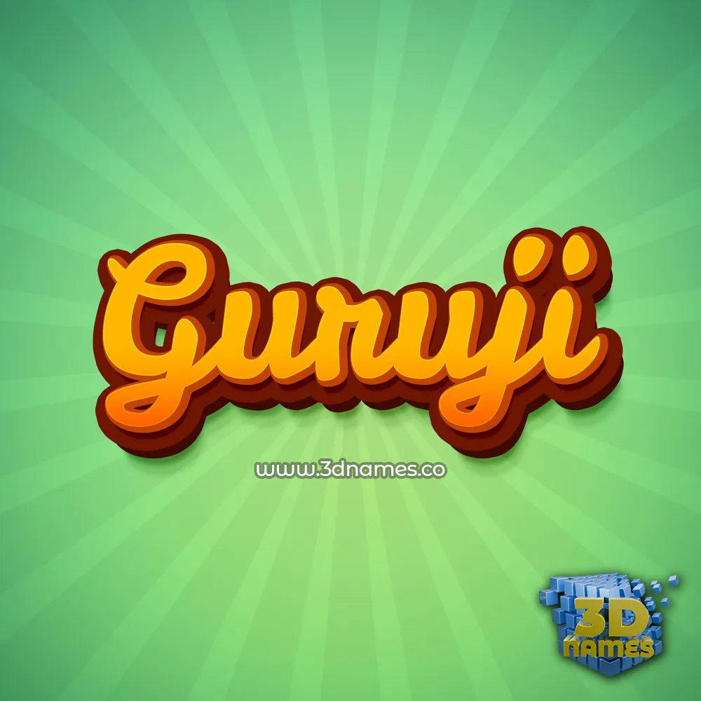 guruji in Green Rays style - 3D name wallpaper
