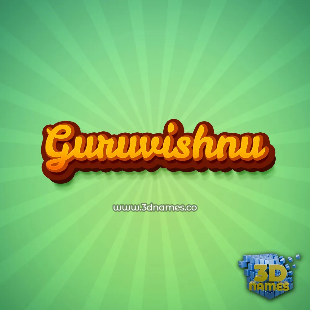 guruvishnu in Green Rays style - 3D name wallpaper