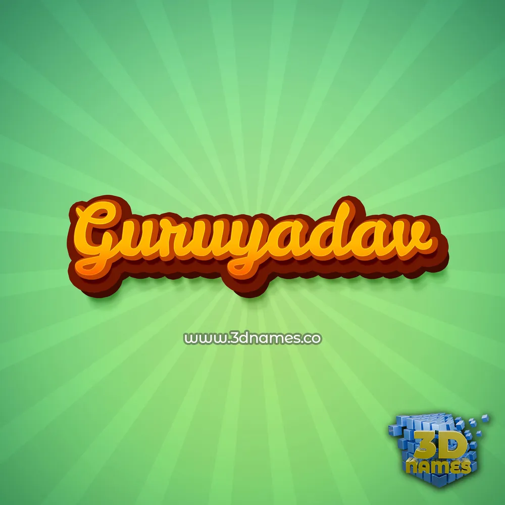 guruyadav in Green Rays style - 3D name wallpaper