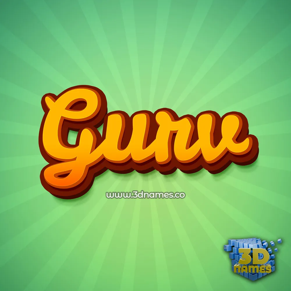 gurv in Green Rays style - 3D name wallpaper