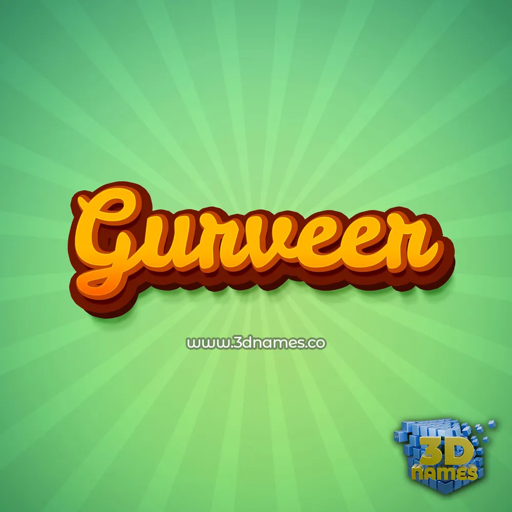 gurveer in Green Rays style - 3D name wallpaper
