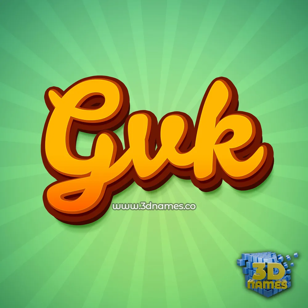 gvk in Green Rays style - 3D name wallpaper