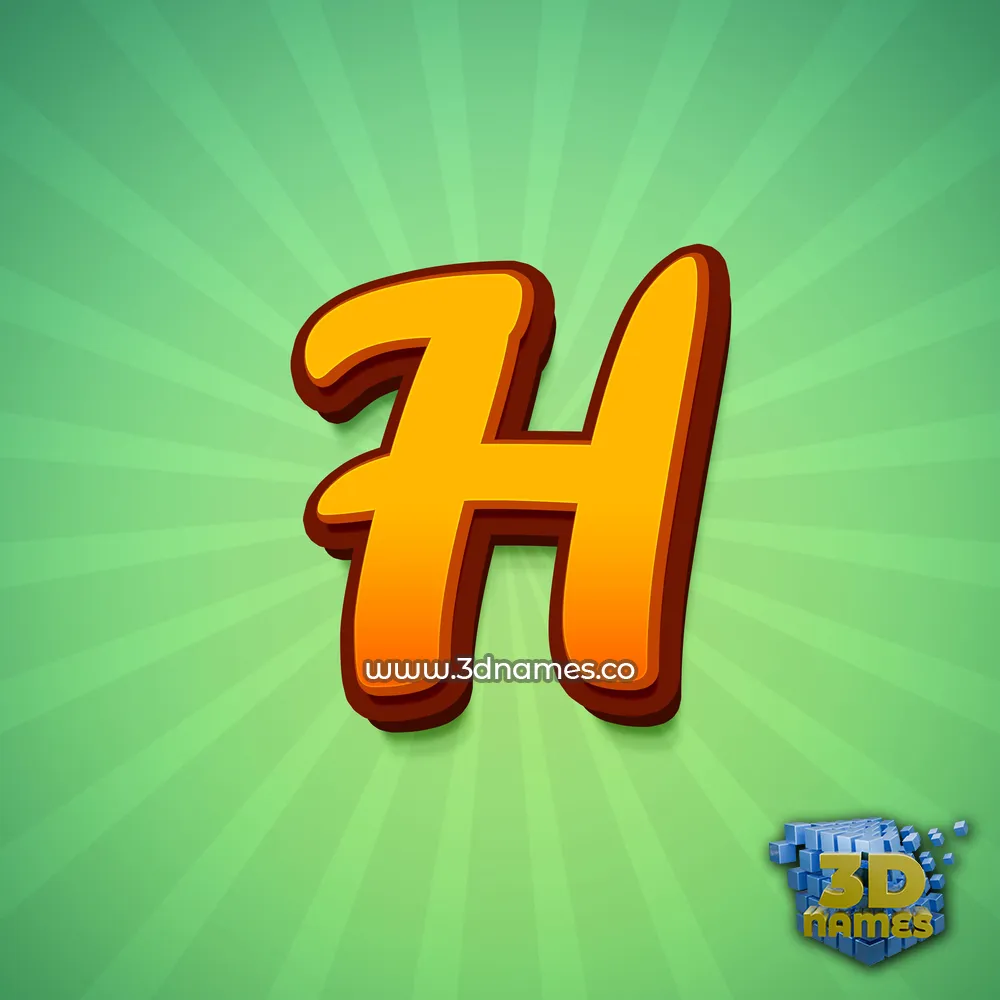 h in Green Rays style - 3D name wallpaper