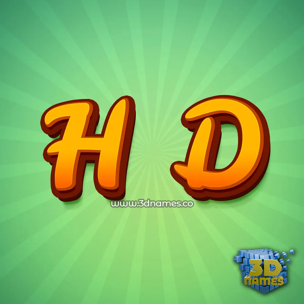 h d in Green Rays style - 3D name wallpaper